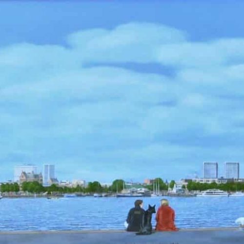 2022-Rotterdam-Noordoever-vanaf-de-Kop-van-Zuid-acryl-op-doek-50x250-cm