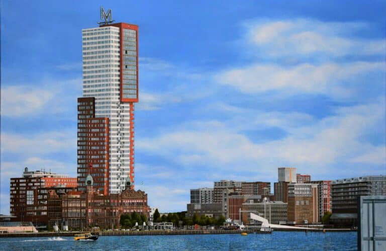 2022-Rotterdam-Kop-van-Zuid-vanaf-Westerkade-acryl-op-doek-80x120-cm